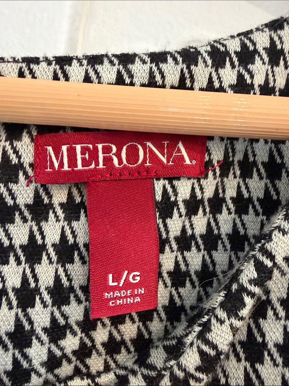 Merona Black & White Houndstooth Cap Sleeve Dress Size L