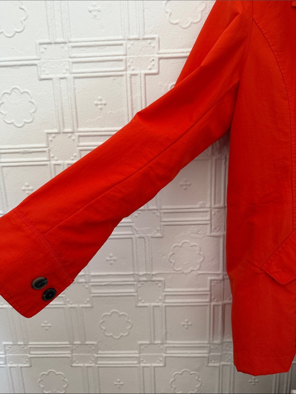 Vintage Lands' End Hooded Rain Jacket Size S Small Orange Red Waterproof Coat