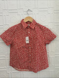 Crewcuts J Crew Boys Red Floral Short Sleeve Button Down Shirt NWT Size 6-7