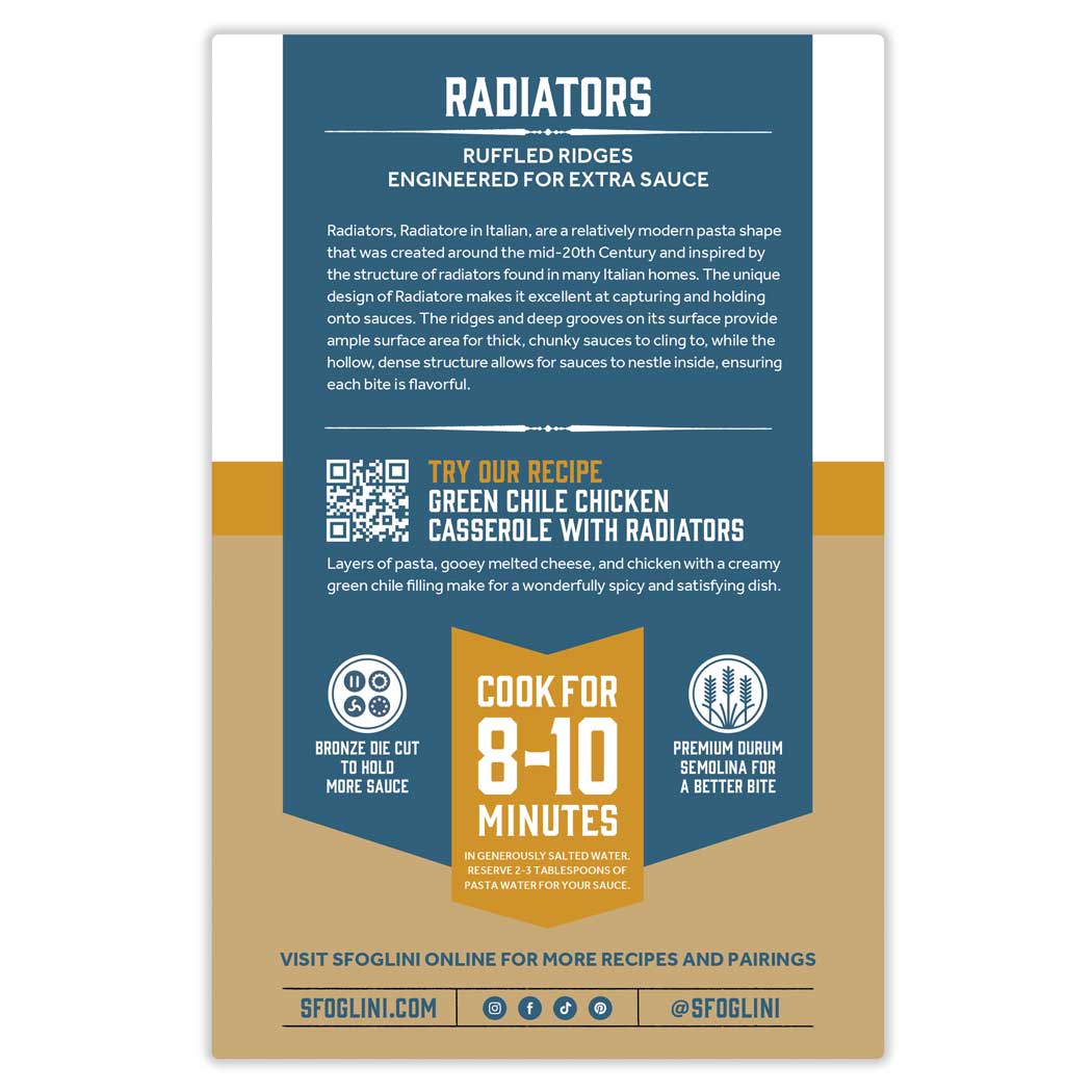 Radiators, Organic Durum Semolina Pasta