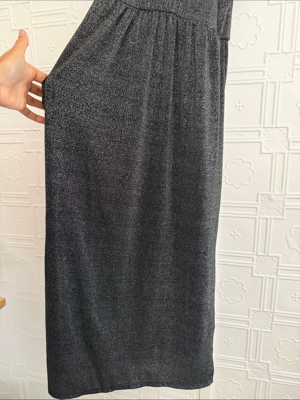 BCBGENERATION Metallic Shimmer Tulip Drape Midi Dress XS
