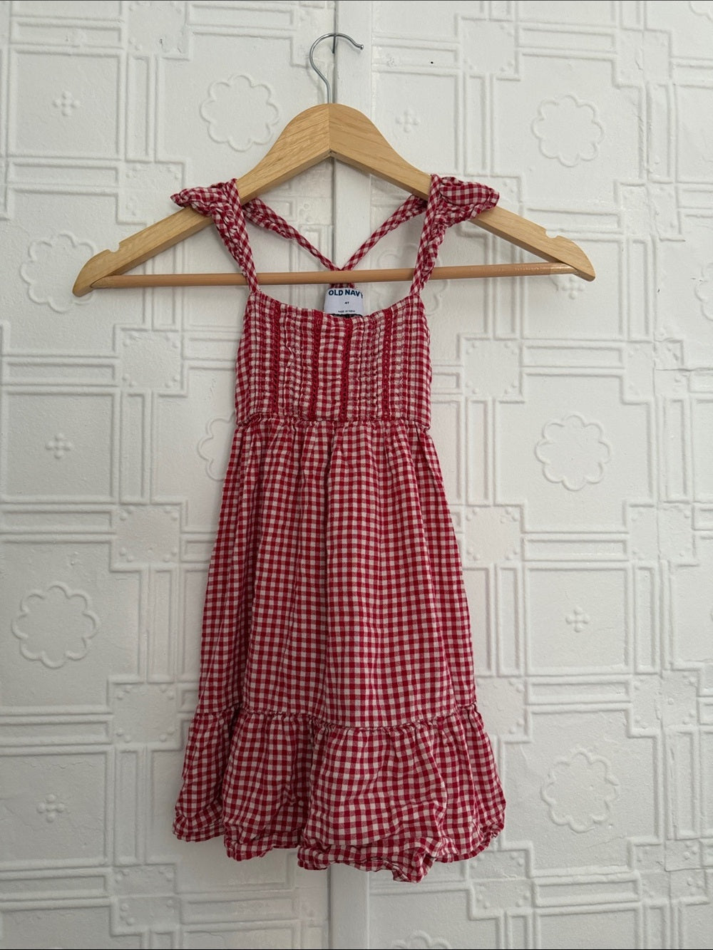Vintage Style Red Gingham Cottagecore Dress 4T