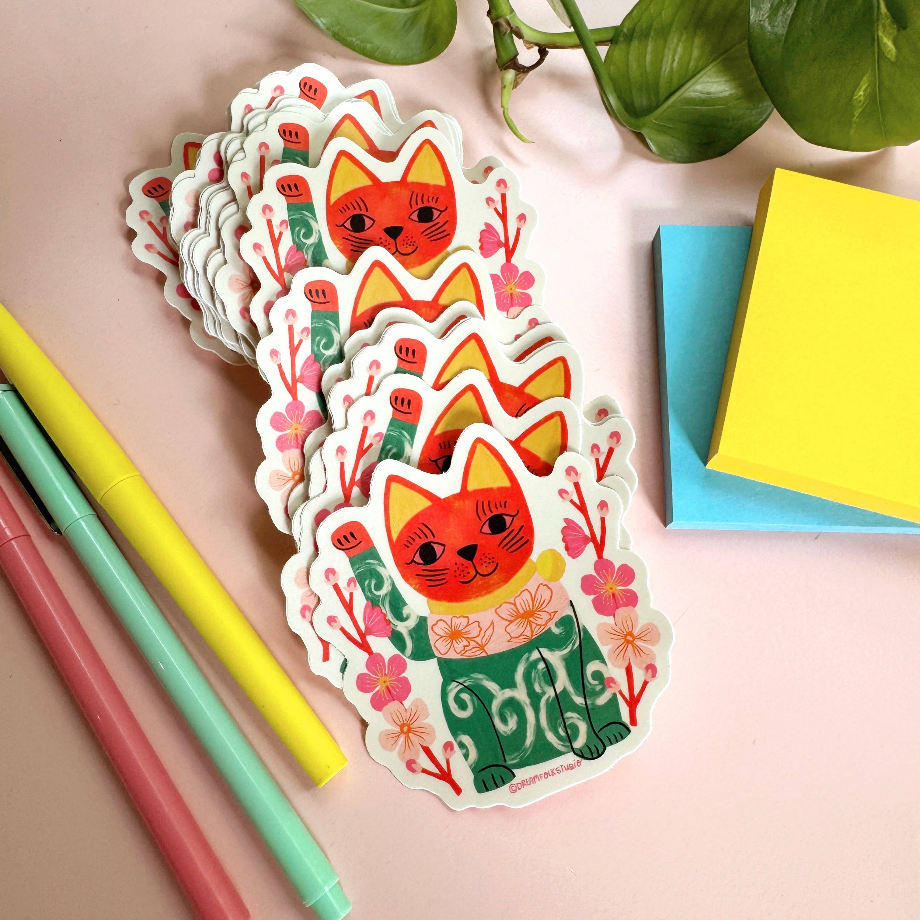 Maneki Neko - Japanese Lucky Cat Sticker - Vinyl Sticker