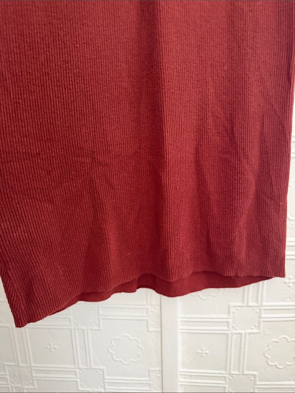 Banana Republic Rust Red Red Ribbed Knit Midi Dress V-Neck Tank Sleeveless S