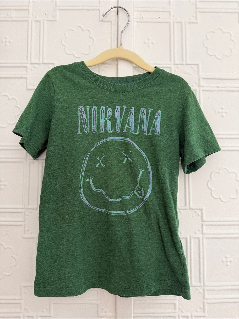 Nirvana Toddler Graphic Tee Green Smiley Face Band T-Shirt 5T