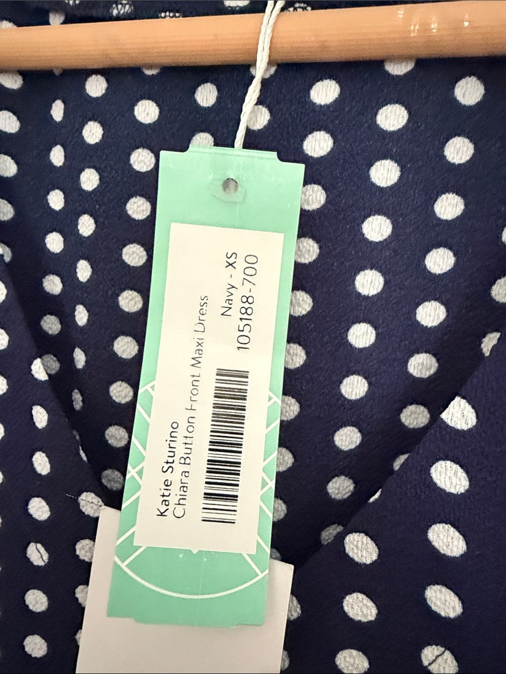 NWT Katie Sturino Stitch Fix Chiara Button Front Maxi Dress Navy Polka Dot XS