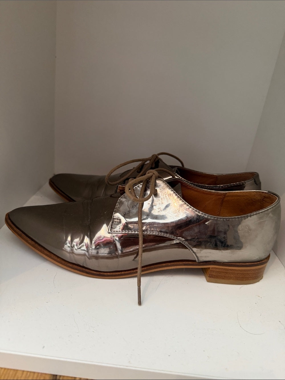 Shellys London Metallic Brown Pointed Oxfords Shoes EU 40 US Men 7 Women 9