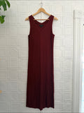 Banana Republic Rust Red Red Ribbed Knit Midi Dress V-Neck Tank Sleeveless S