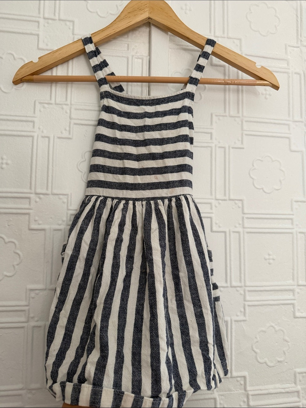 Carter's Striped Linen Blend Sun Dress / Jumper Blue White Toddler 4T