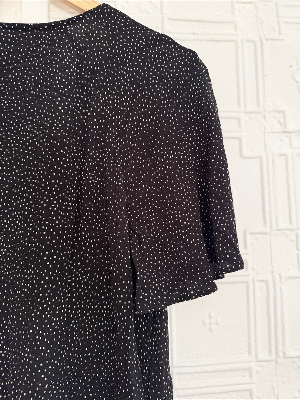 Express Polka Dot Button-Front Maxi Dress Black White Size L