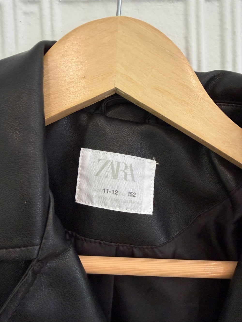 Zara Girls Black Faux Leather Asymmetric Moto Biker Jacket Size 12