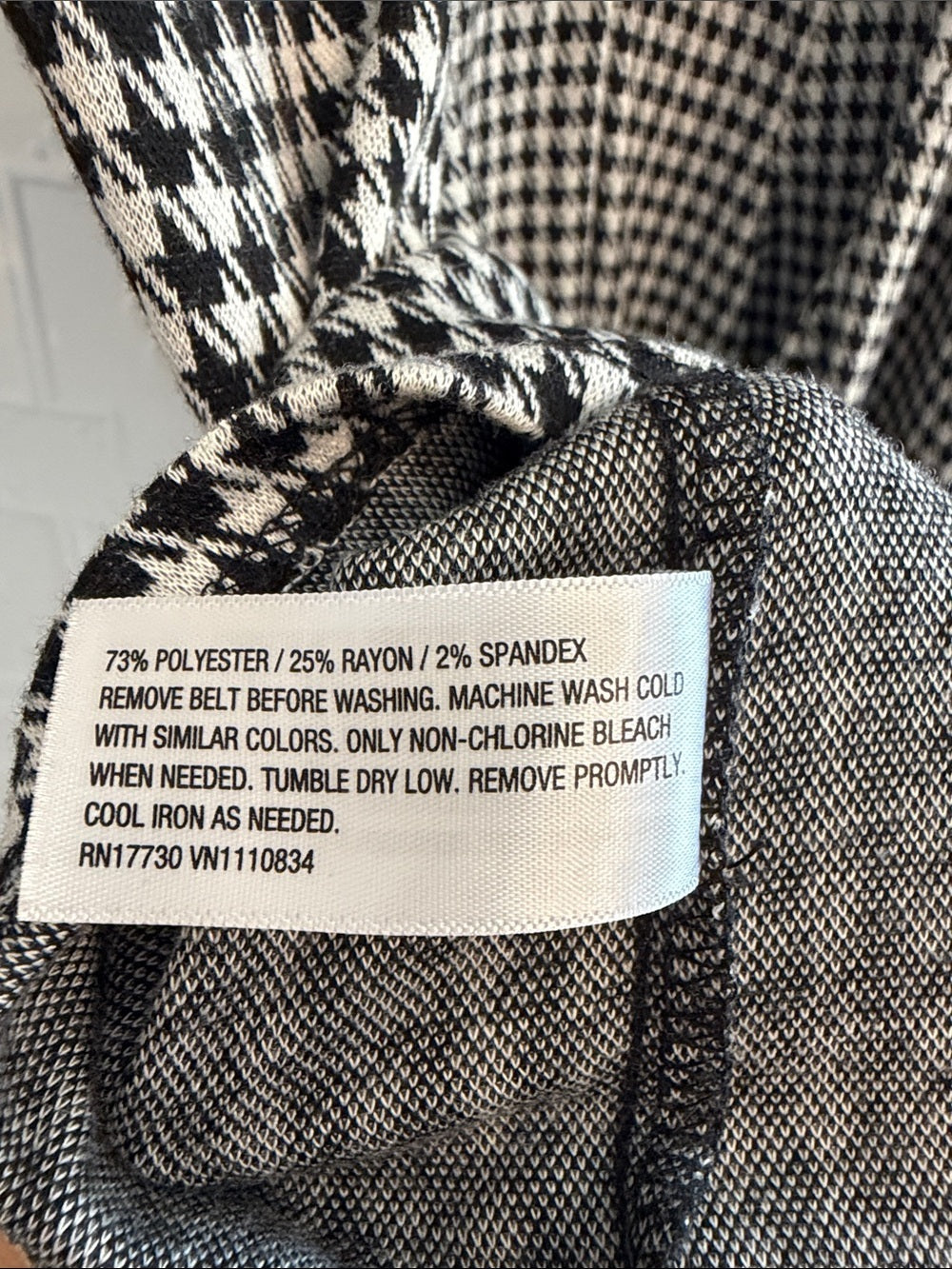 Merona Black & White Houndstooth Cap Sleeve Dress Size L