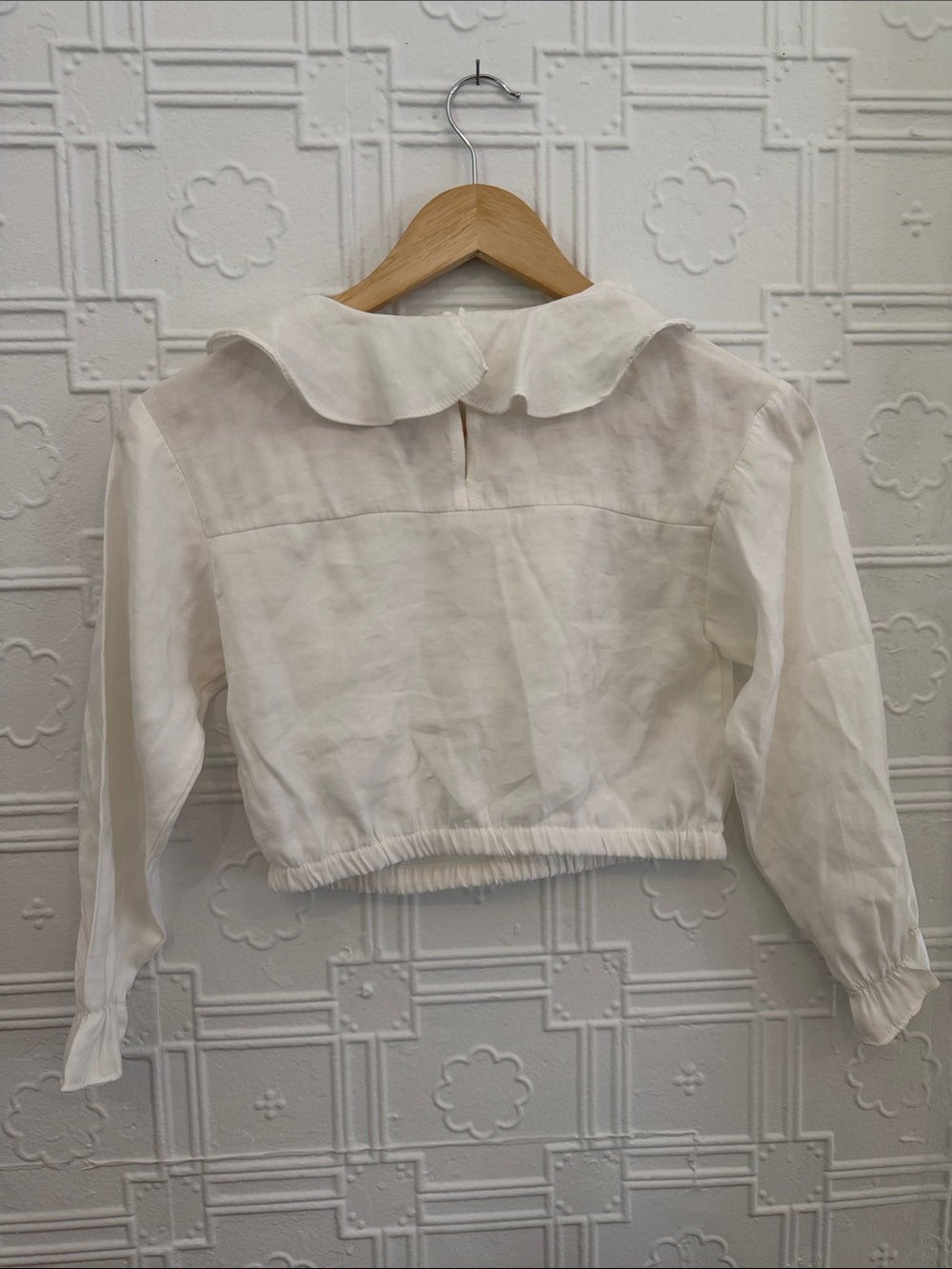 Zara Girls Cream Ruffle Collar Long Sleeve Blouse Size 10
