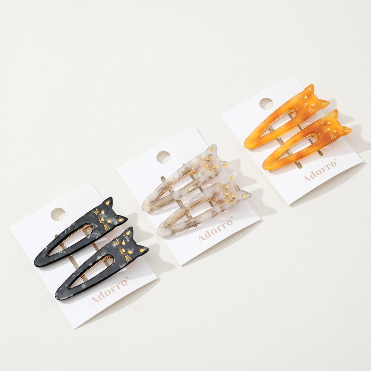 Classic Pointed Cat Face Barrette Hair Clip (Set of 2)
