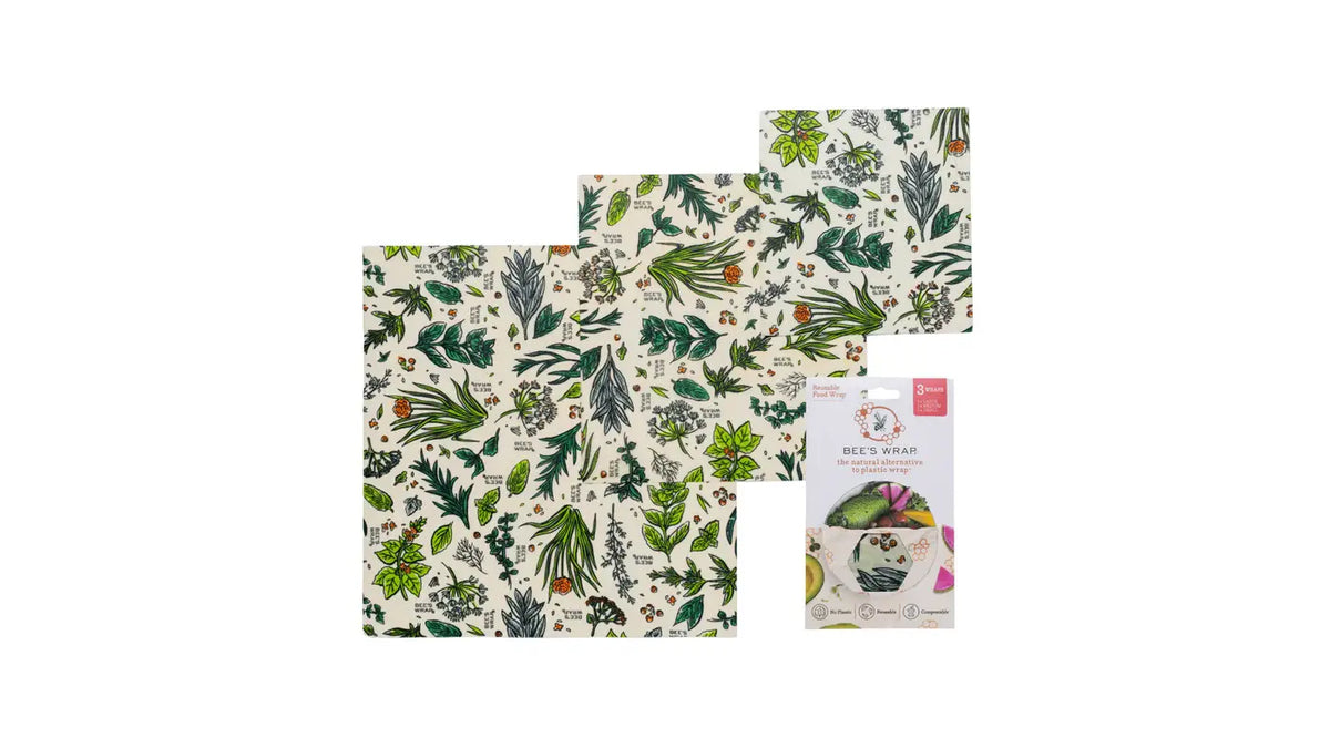 Bees Wrap Reusable Beeswax Food Wraps 3 Pack - Herb Garden