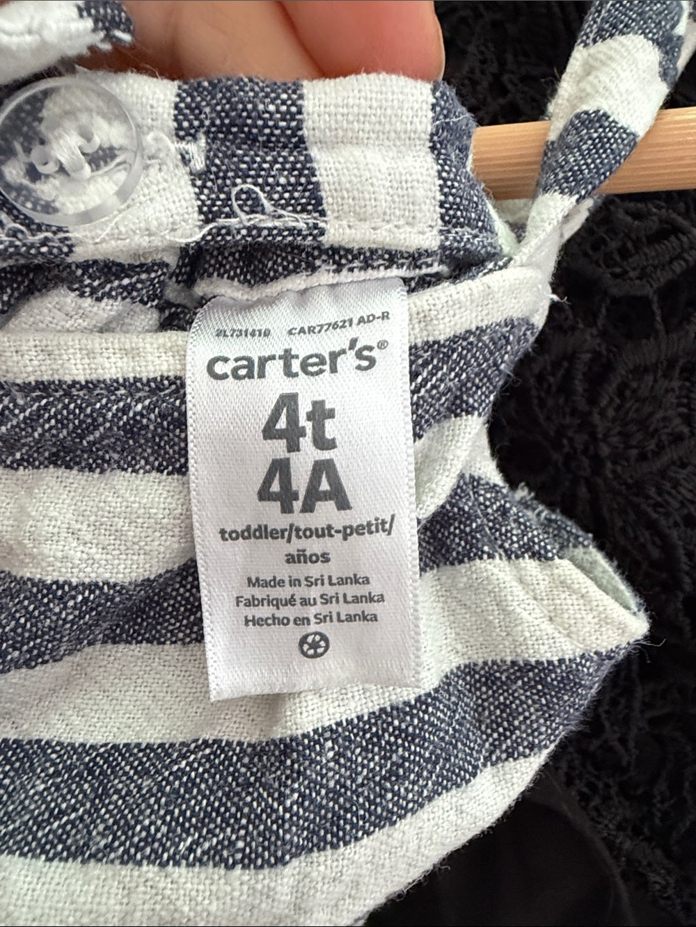 Carter's Striped Linen Blend Sun Dress / Jumper Blue White Toddler 4T