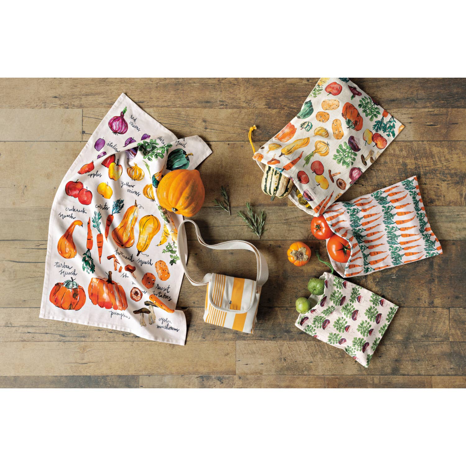 Ochre Stripe Fold-Up Fresh Tote