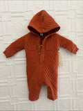 Old Navy Quilted Hooded One-Piece Jumpsuit Rust Orange 3-6M