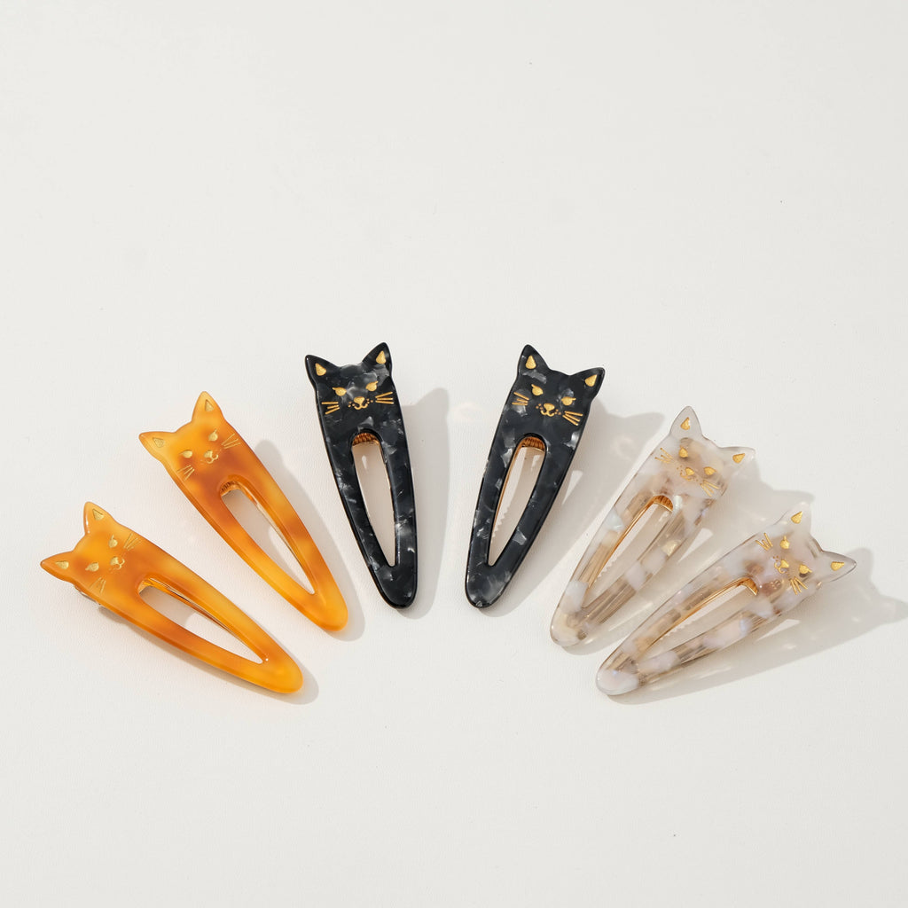 Classic Pointed Cat Face Barrette Hair Clip (Set of 2)