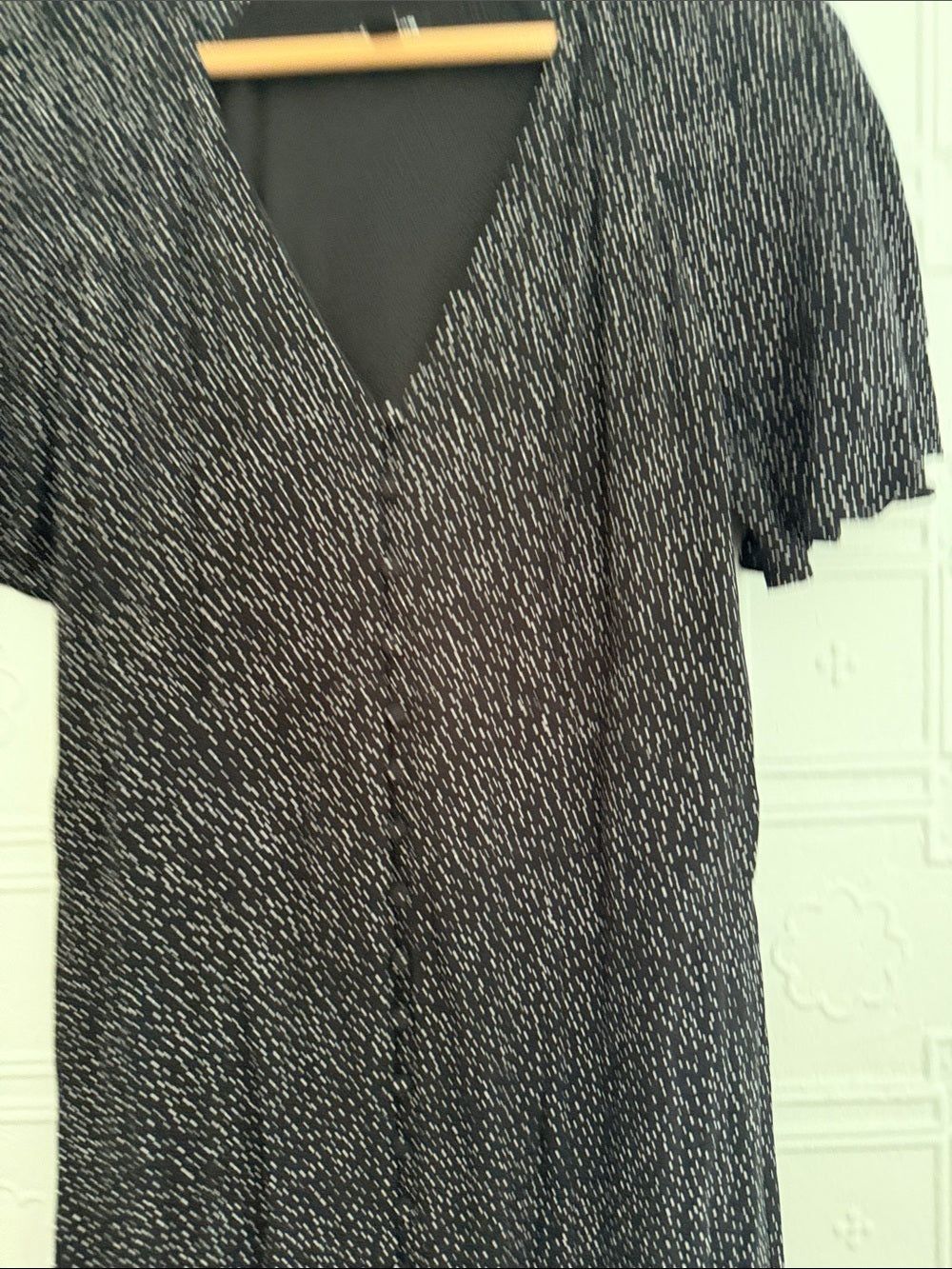 Express Polka Dot Button-Front Maxi Dress Black White Size L