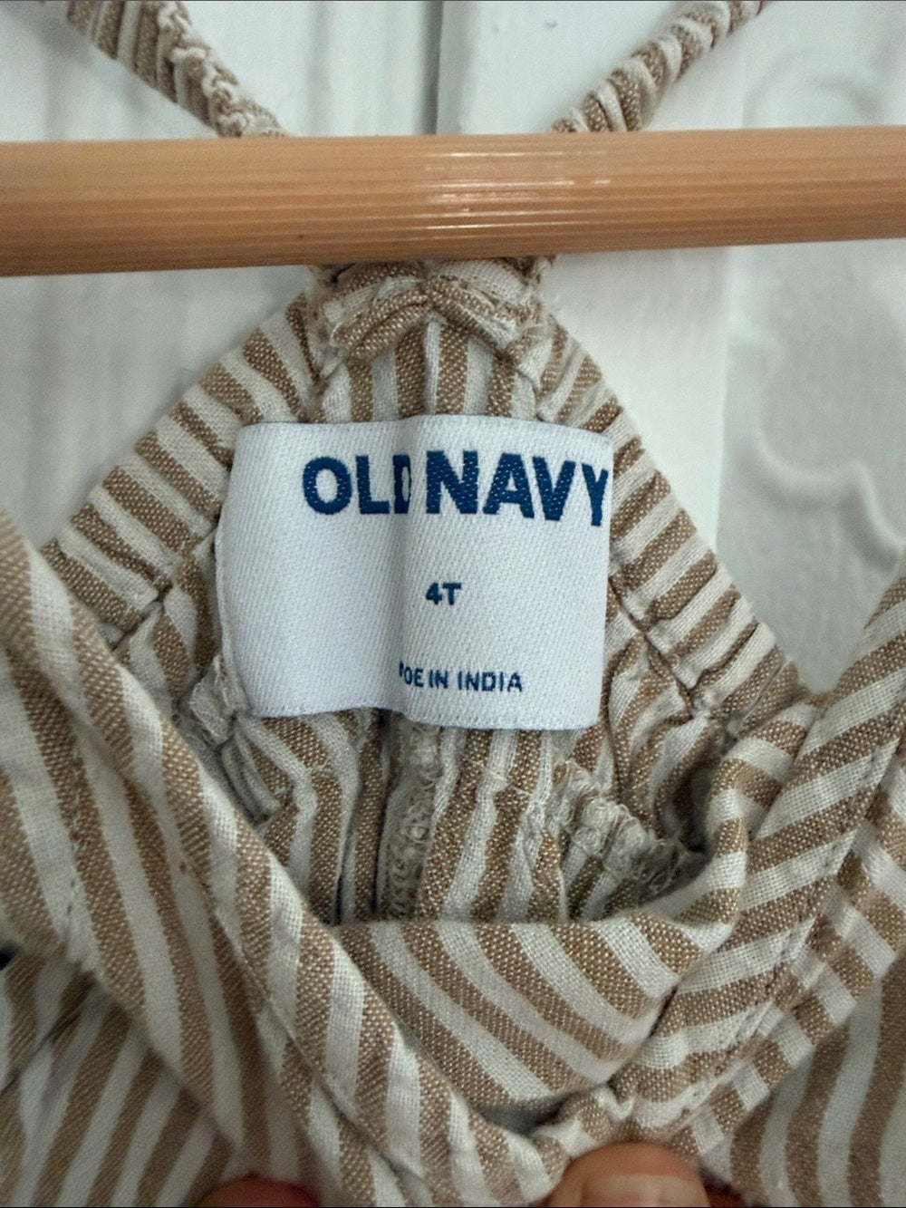 Old Navy Toddler Girls Striped Romper Jumper Tan White 4T