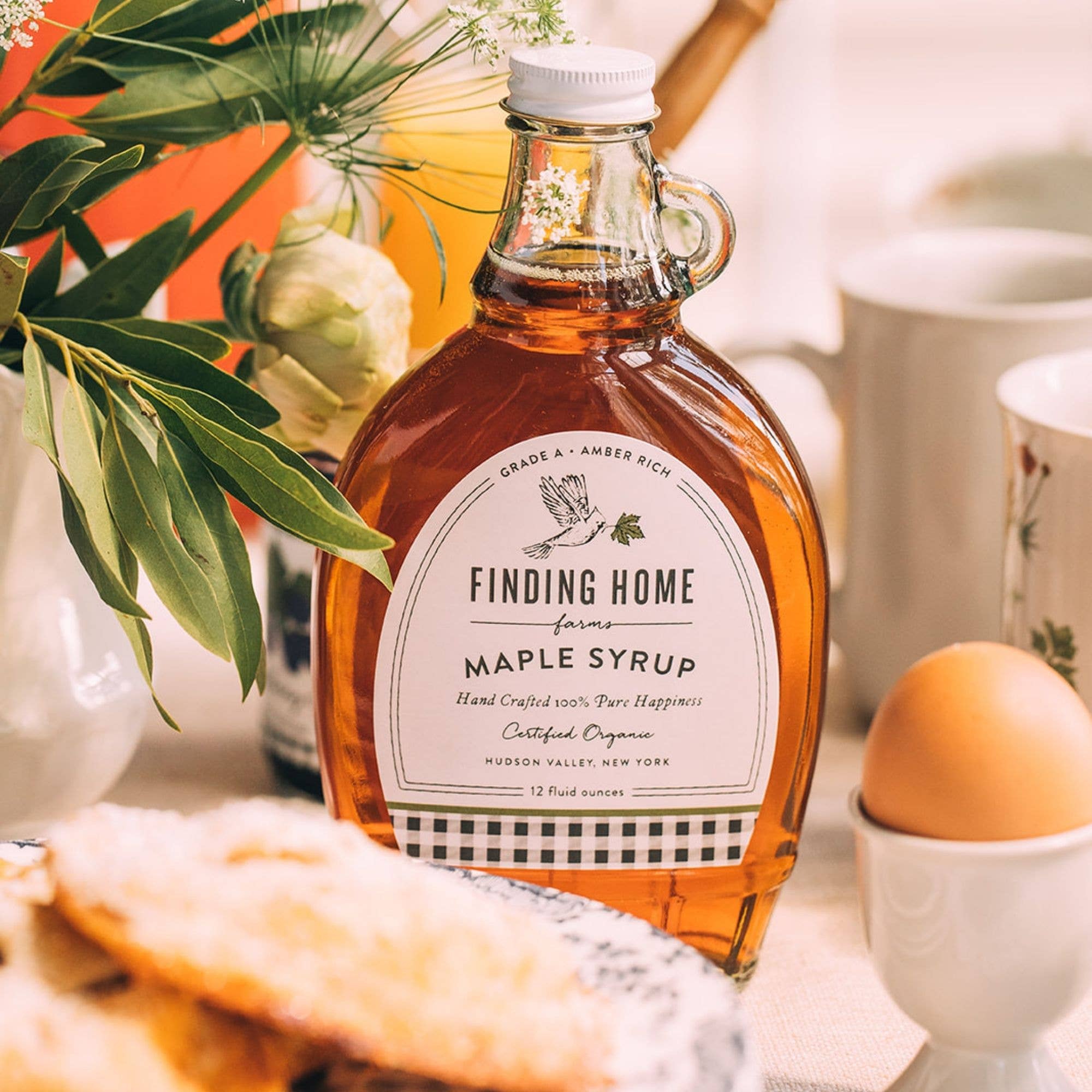 100% Pure Organic Maple Syrup - 12 oz Decorative Glass