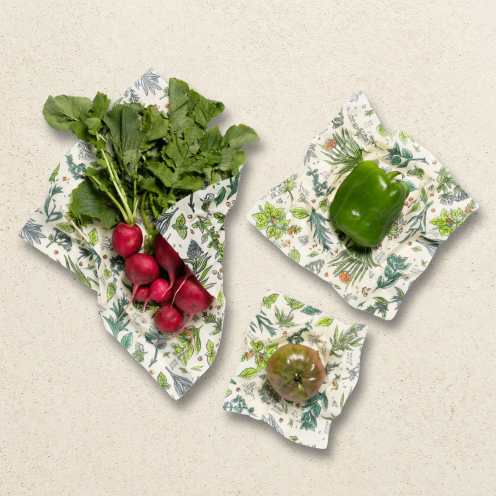 Bees Wrap Reusable Beeswax Food Wraps 3 Pack - Herb Garden