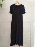 Express Polka Dot Button-Front Maxi Dress Black White Size L