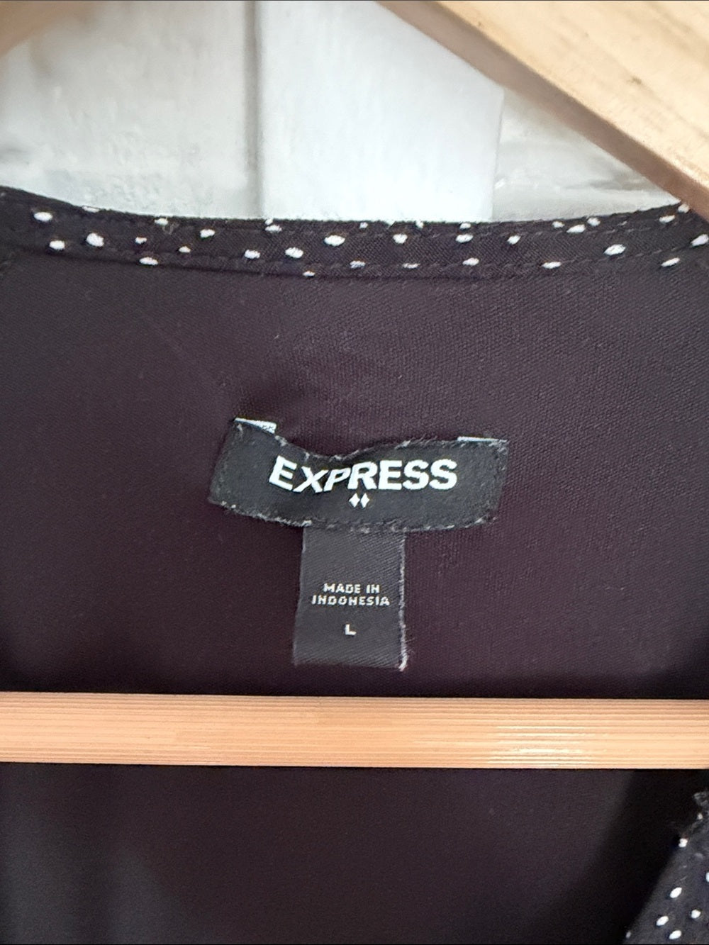 Express Polka Dot Button-Front Maxi Dress Black White Size L