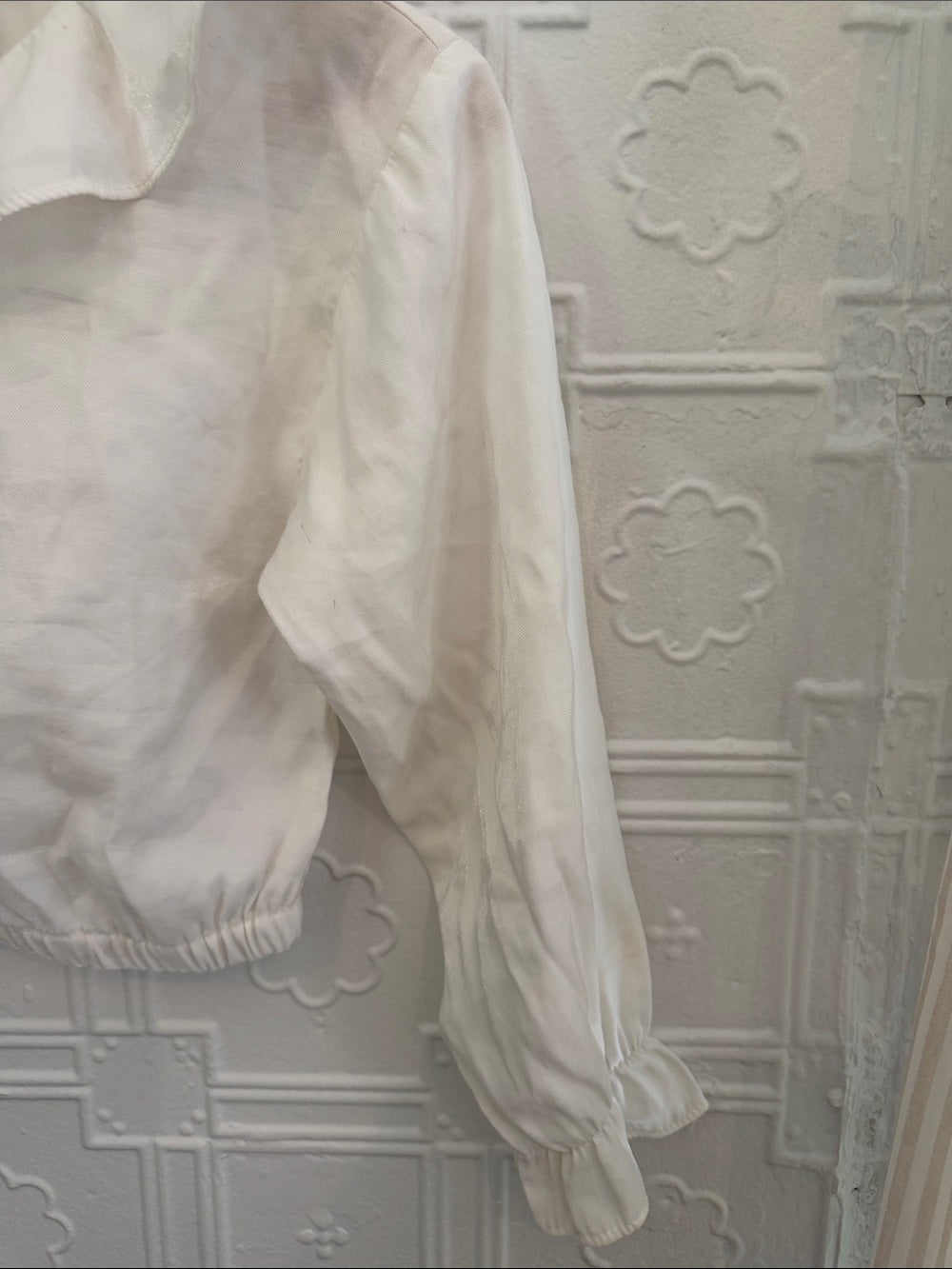 Zara Girls Cream Ruffle Collar Long Sleeve Blouse Size 10