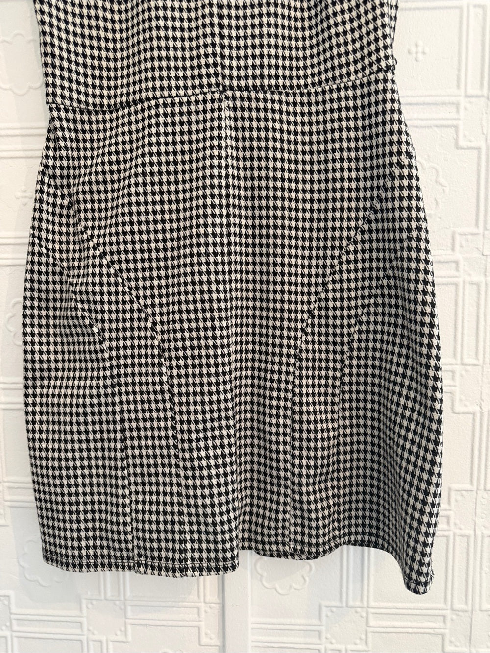 Merona Black & White Houndstooth Cap Sleeve Dress Size L
