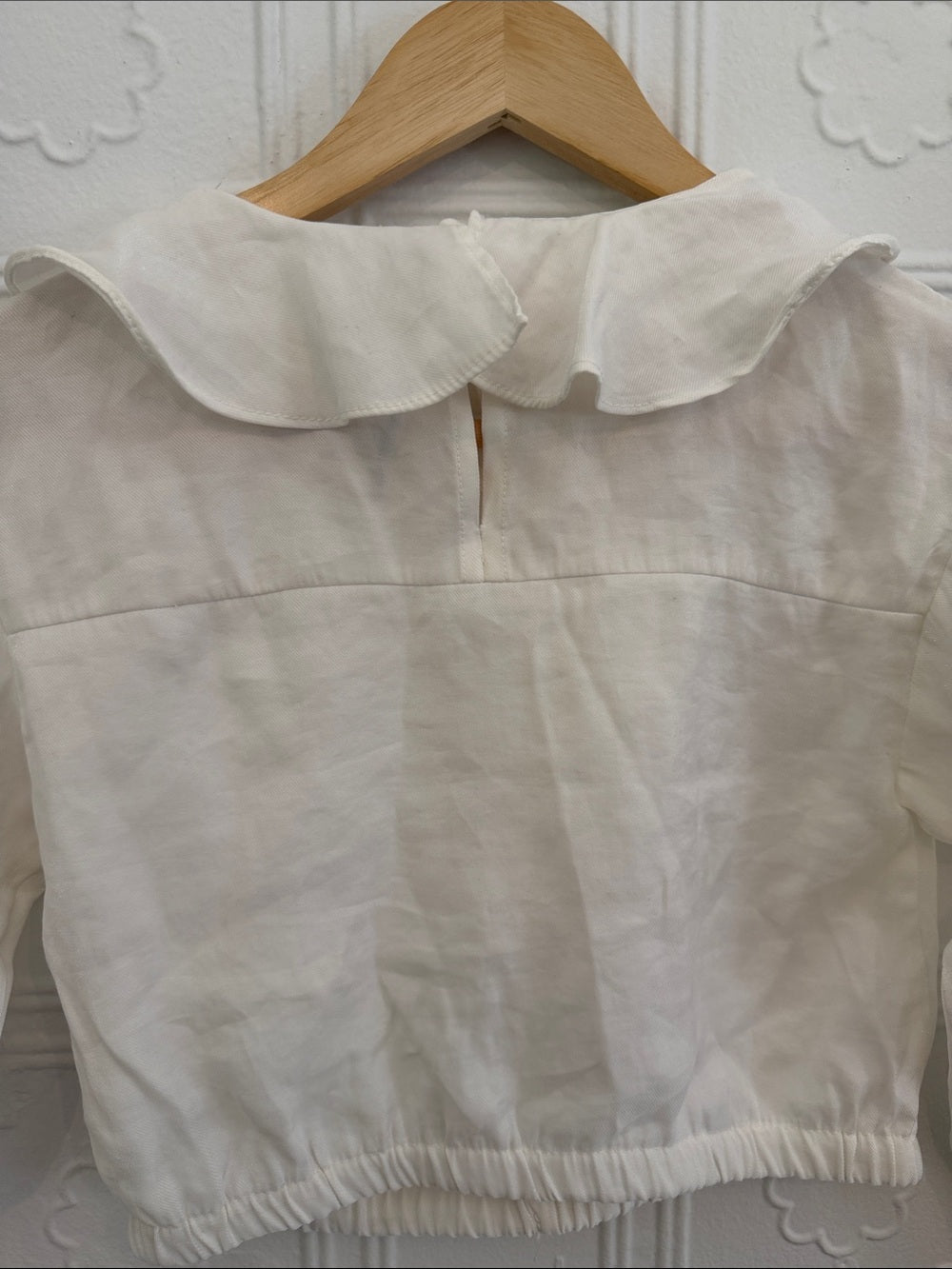 Zara Girls Cream Ruffle Collar Long Sleeve Blouse Size 10