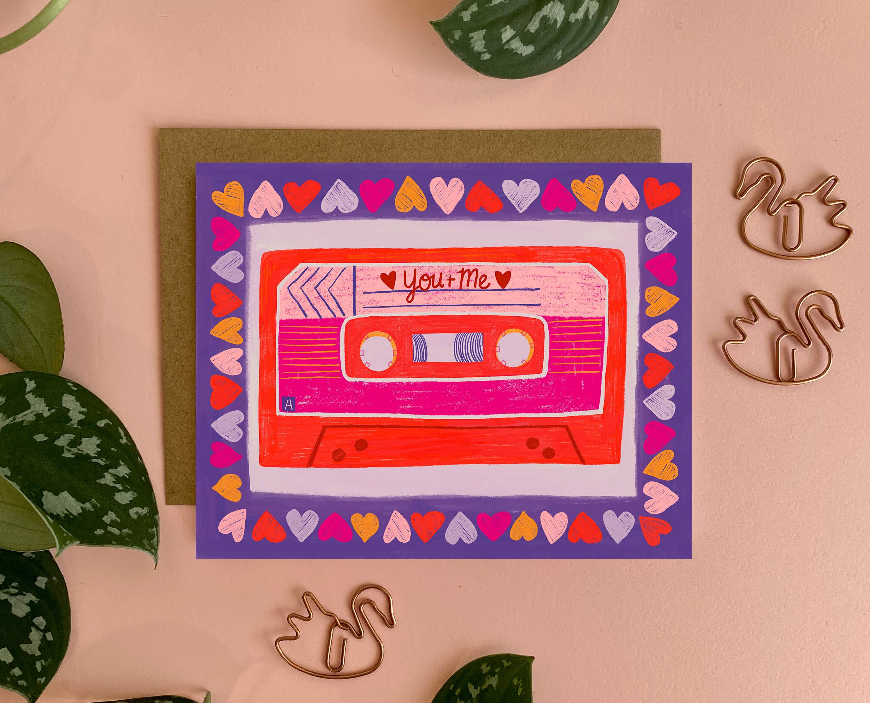 You + Me | Retro Mix Tape | Greeting Card