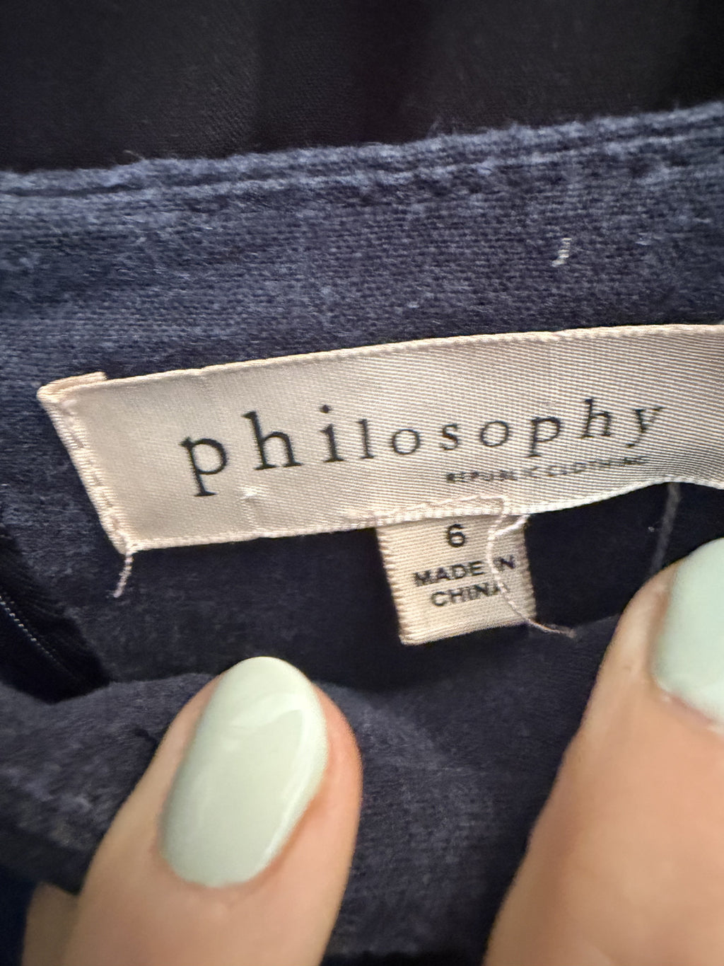 Philosophy Navy Blue Button-Front Midi Sundress Adjustable Straps Dress Size 6