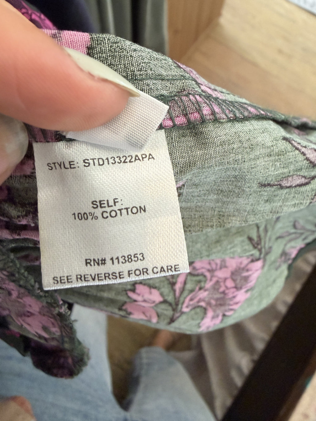 She La La Dark Gray Green & Purple Floral Ruffle Mini Dress Cotton Size M