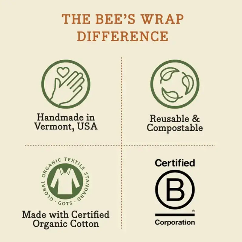 Bees Wrap Reusable Beeswax Food Wraps 3 Pack - Herb Garden