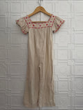 Old Navy Linen Embroidered Boho Jumpsuit Oatmeal 5T