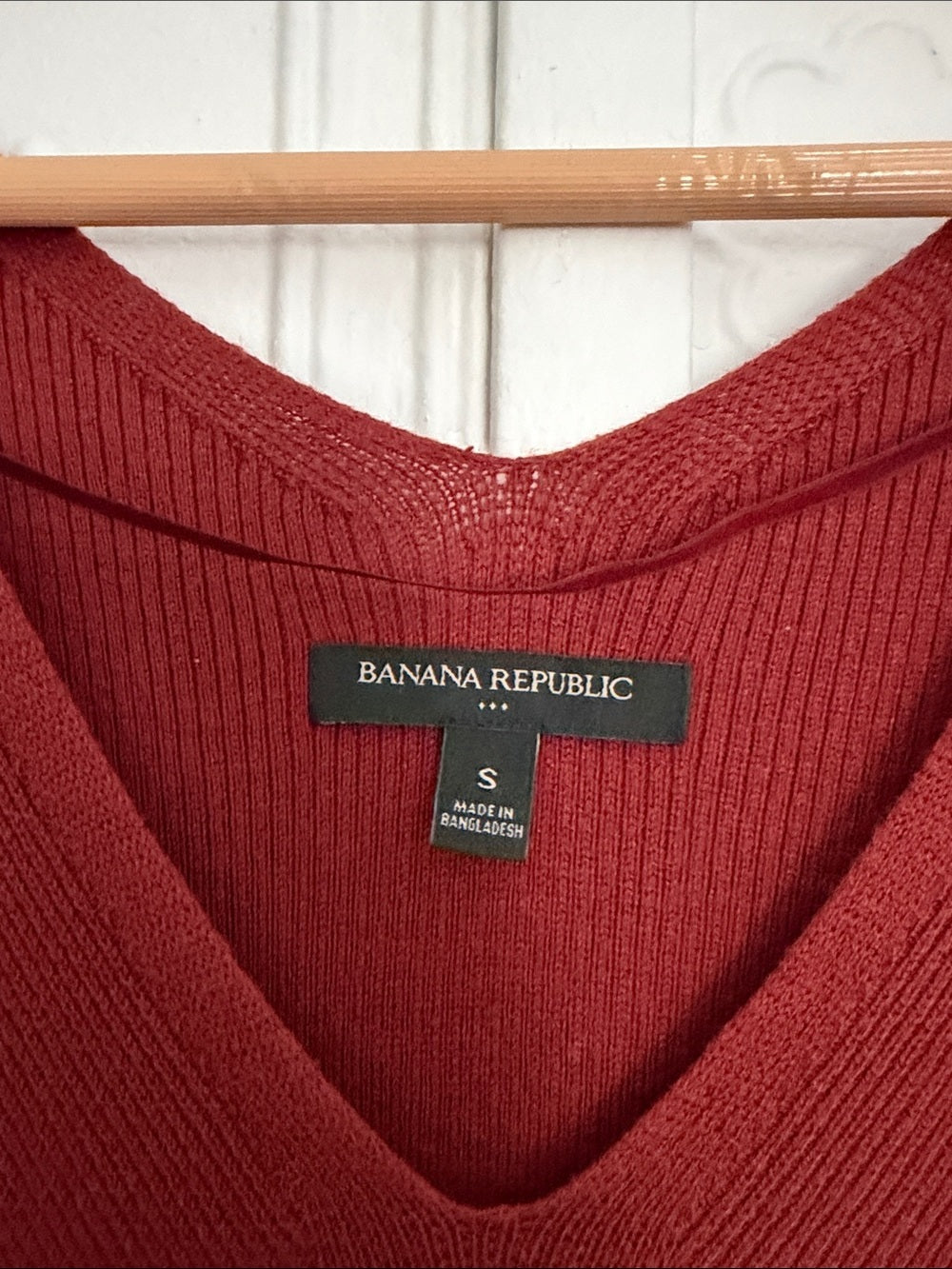 Banana Republic Rust Red Red Ribbed Knit Midi Dress V-Neck Tank Sleeveless S