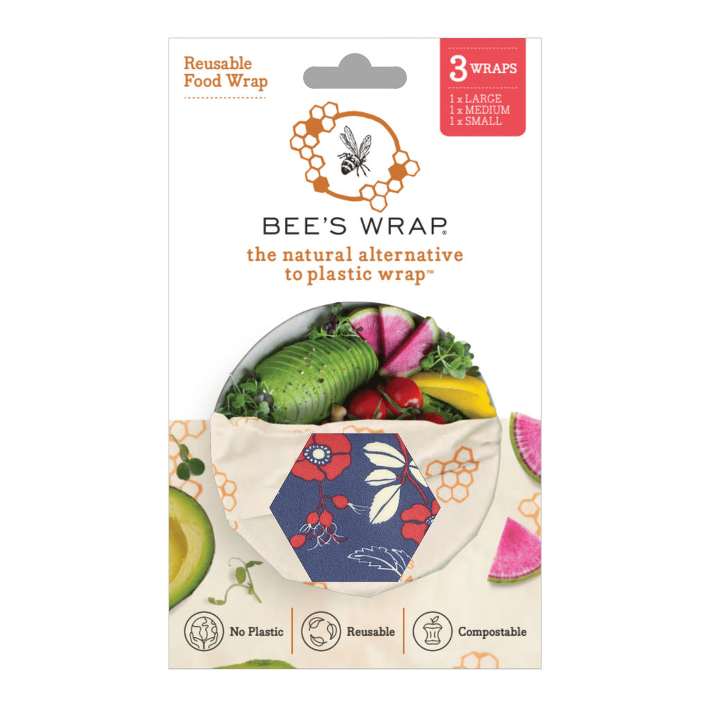 Bees Wrap Reusable Beeswax Food Wraps 3 Pack - Botanical