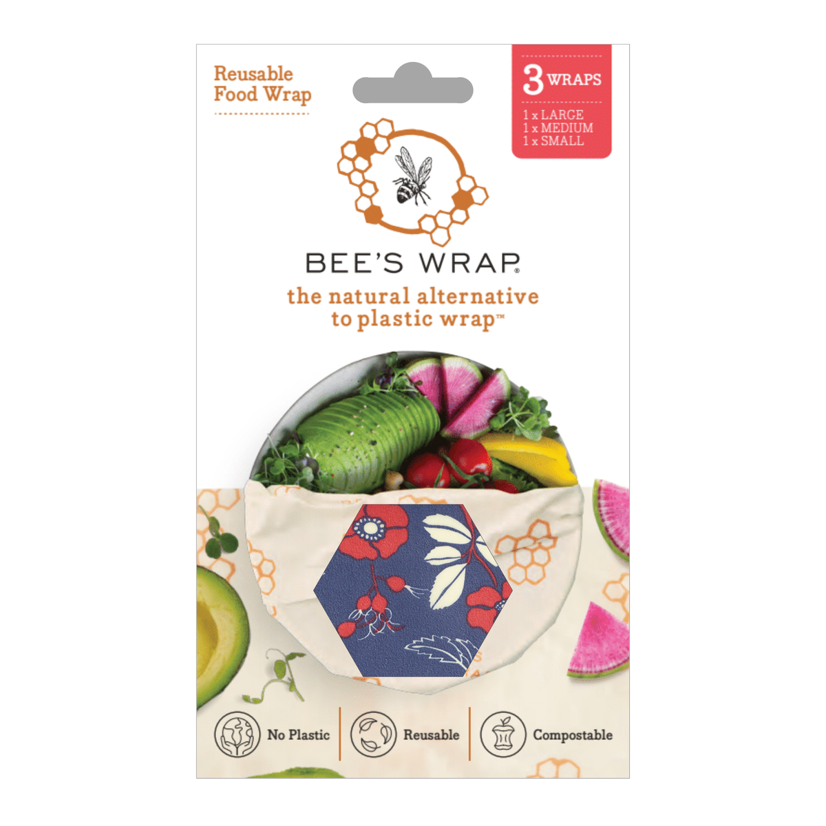 Bees Wrap Reusable Beeswax Food Wraps 3 Pack - Botanical