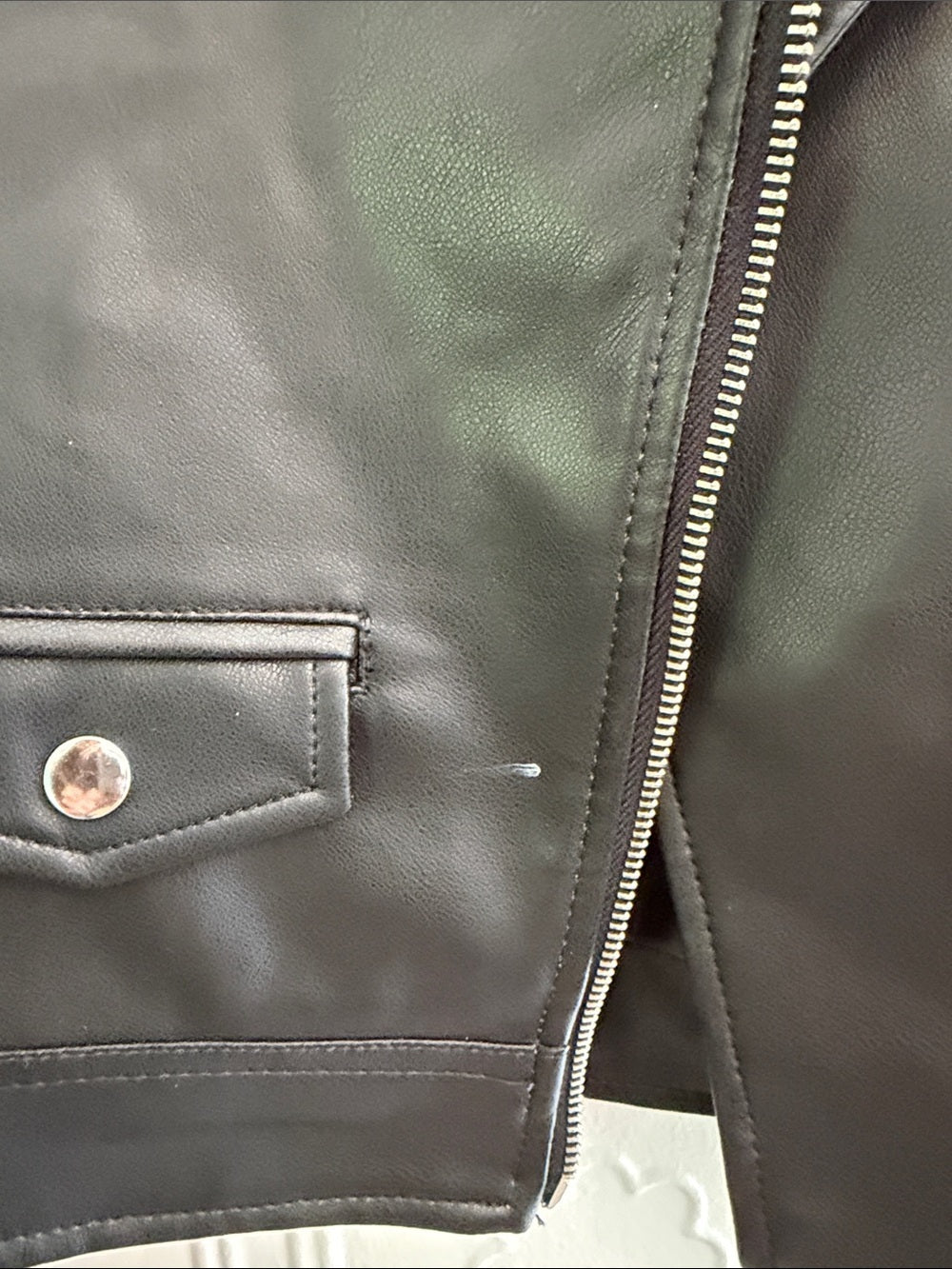 Zara Girls Black Faux Leather Asymmetric Moto Biker Jacket Size 12