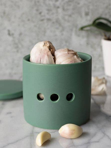 Matte Elm Green Garlic Keeper