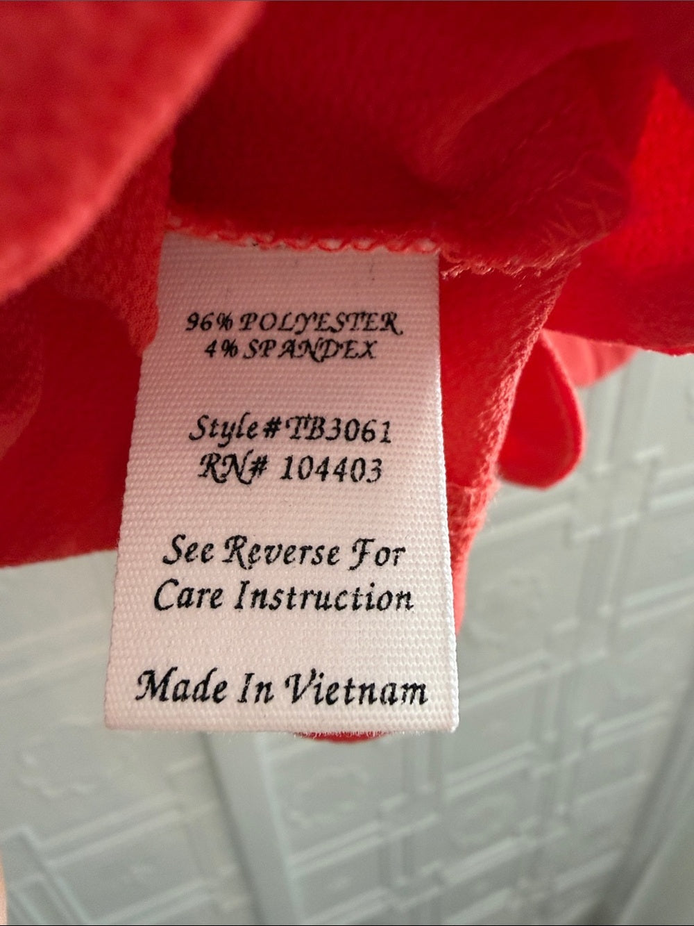 MINE Coral Red Scalloped Hem Flutter Ruffle Sleeve Blouse Top Size L