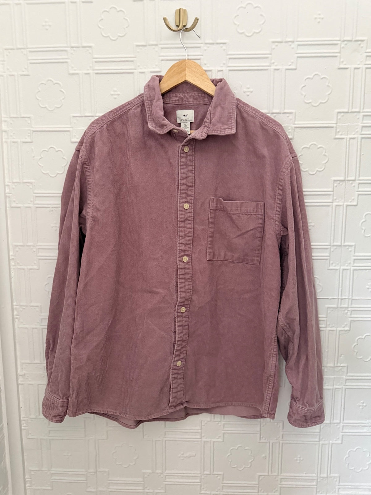 H&M Long Sleeve Mauve Corduroy Button-Down Shirt / Jacket