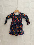 Hanna Andersson Floral Long Sleeve Pocket Dress 85cm US 2T Navy Blue