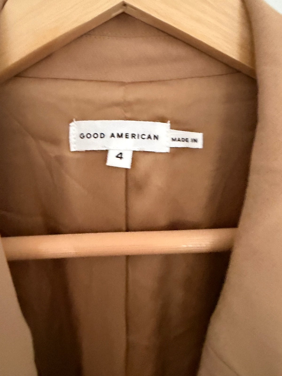 NWT Good American Blazer Pecan Tan Camel Size 4 Single Button