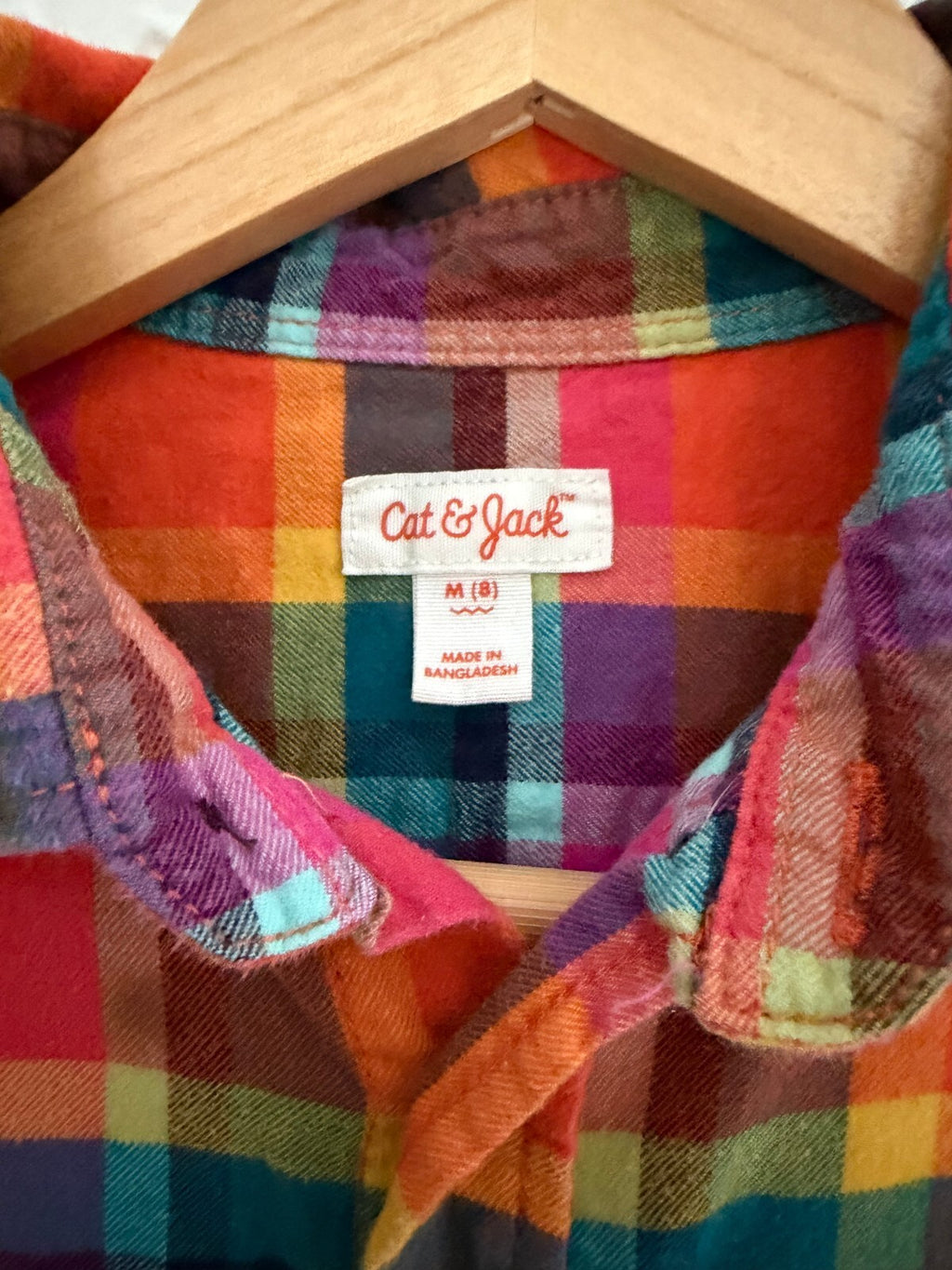 Cat & Jack Kids Multi-Color Plaid Flannel Button Down Shirt Size M (8)