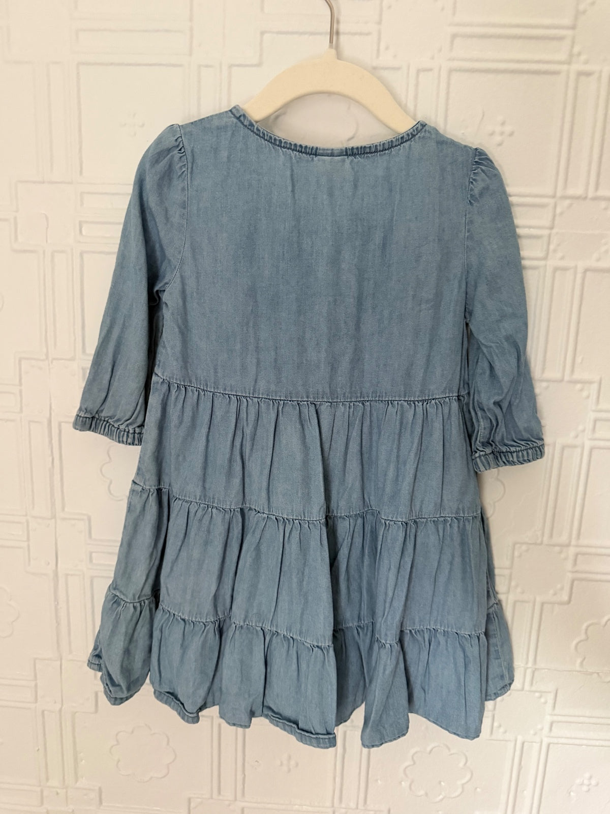 OshKosh B'gosh Toddler Girls Tiered Denim Chambray Dress Size 3T Light Wash