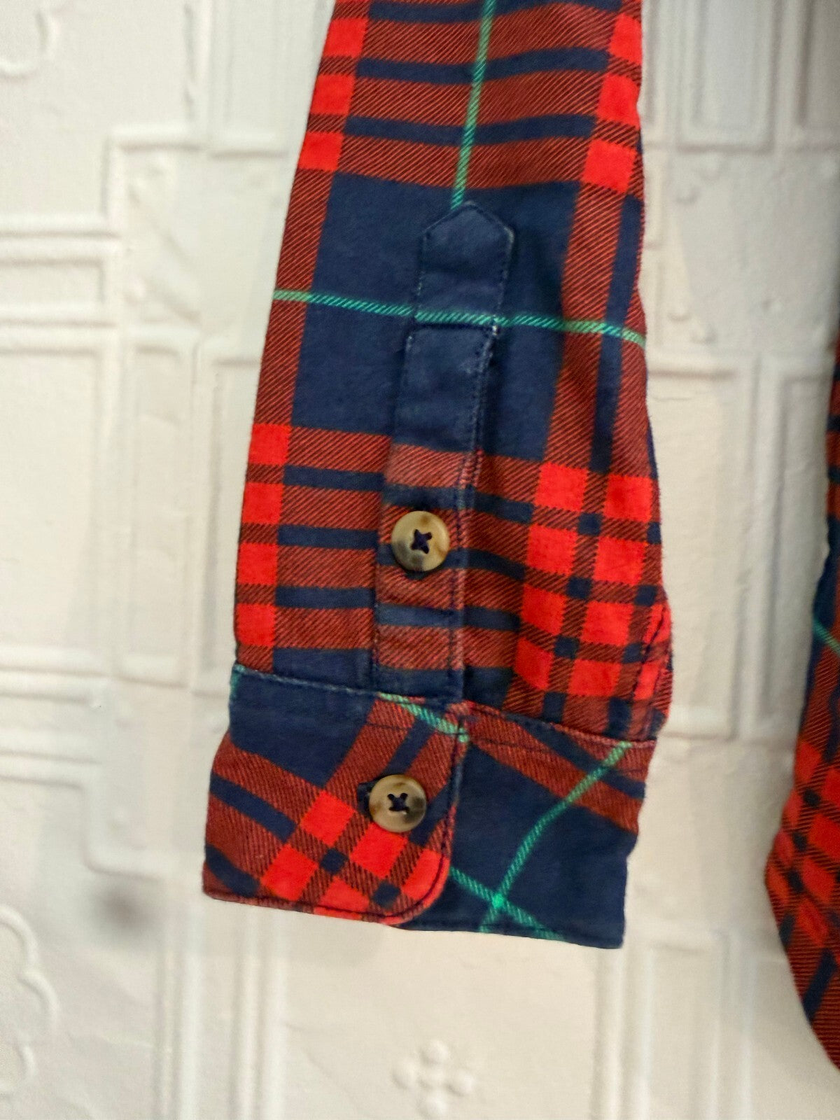 Hanna Andersson Kids Flannel Plaid Button Down Shirt Red Blue 120cm US 6-7