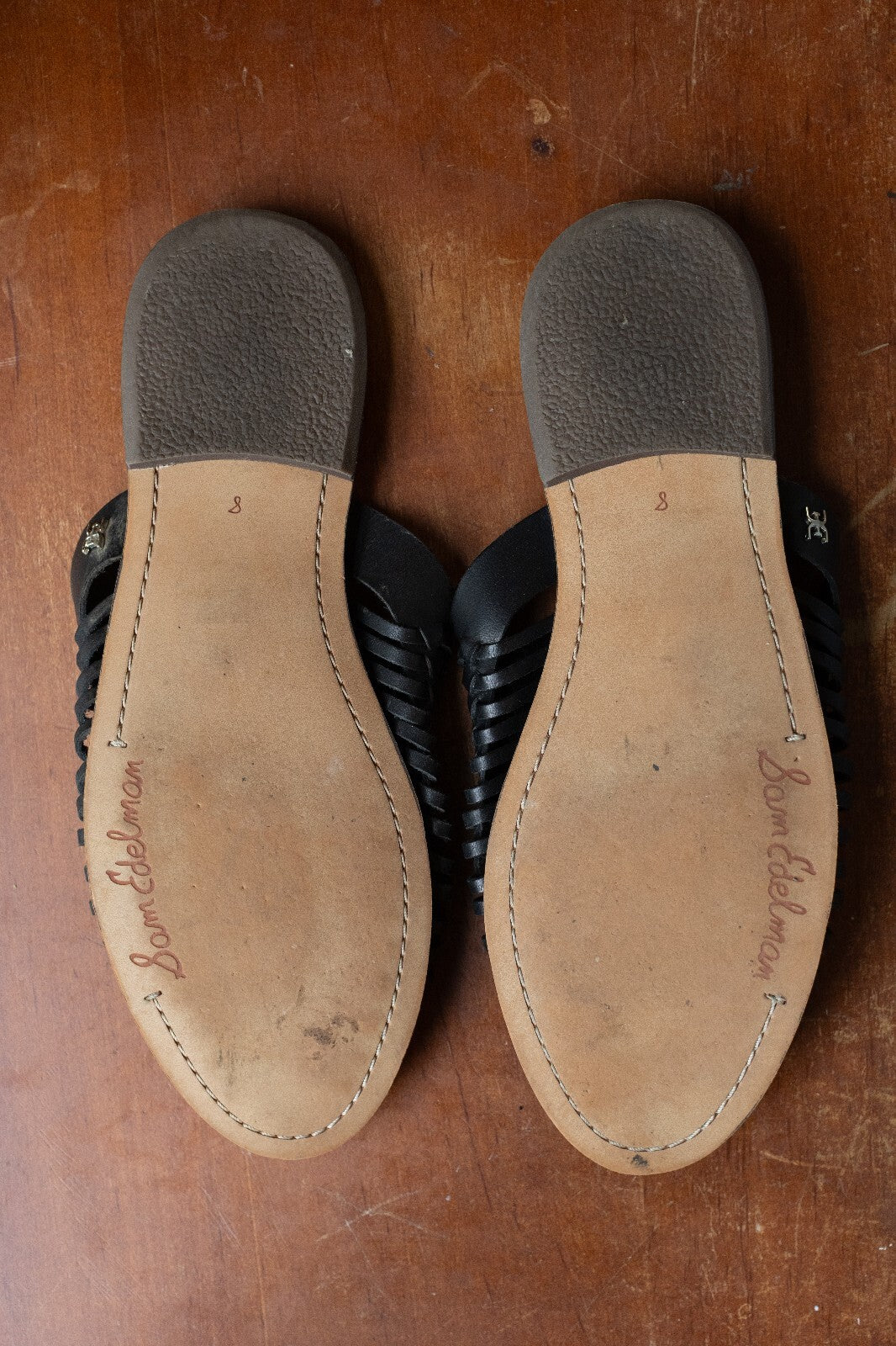 Sam Edelman Black Leather Woven Slip-On Sandals Size 8